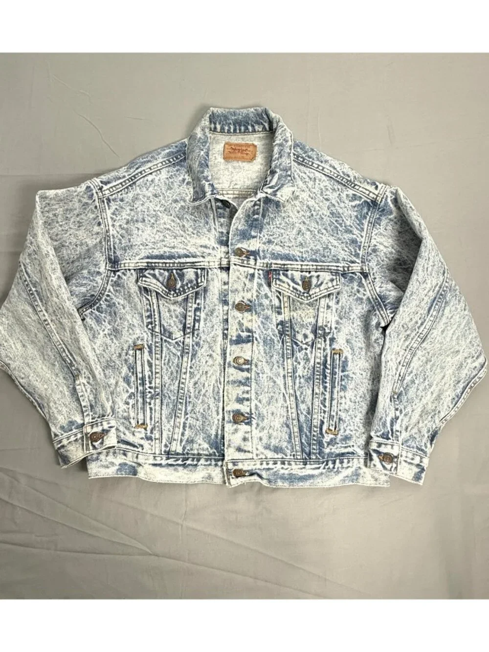 VTG 80s Levis Acid Wash Denim Trucker Jacket Mens L Made in USA 70507 0219 4 Pkt